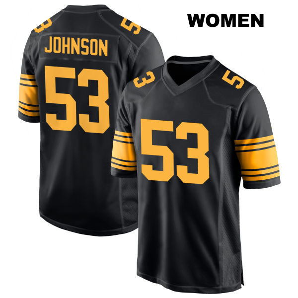 Alternate Kyron Johnson Stitched Pittsburgh Steelers Womens Number 53 Black Game Football Jersey