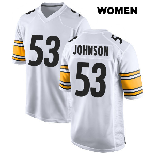 Kyron Johnson Pittsburgh Steelers Stitched Womens Number 53 Away White Game Football Jersey