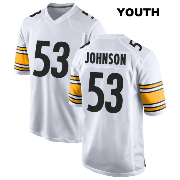 Kyron Johnson Pittsburgh Steelers Stitched Youth Number 53 Away White Game Football Jersey