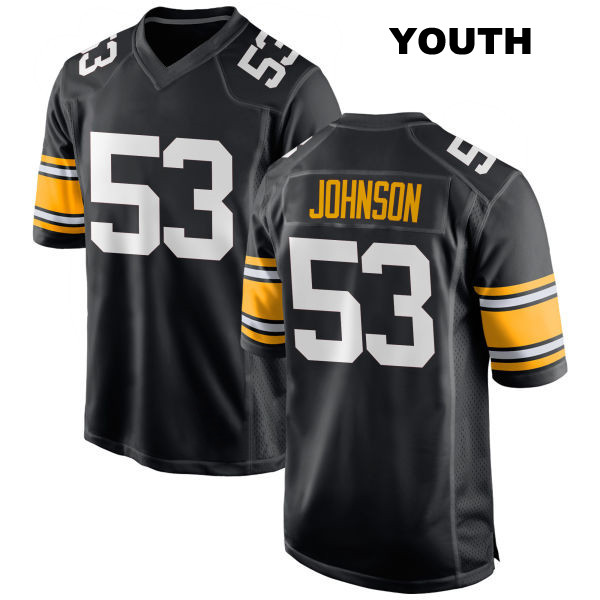 Stitched Kyron Johnson Pittsburgh Steelers Youth Number 53 Home Black Game Football Jersey