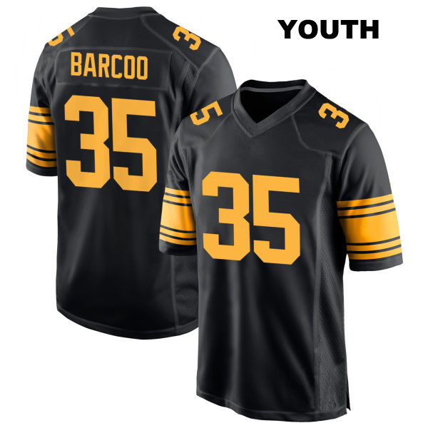 Luq Barcoo Pittsburgh Steelers Youth Alternate Number 35 Stitched Black Game Football Jersey