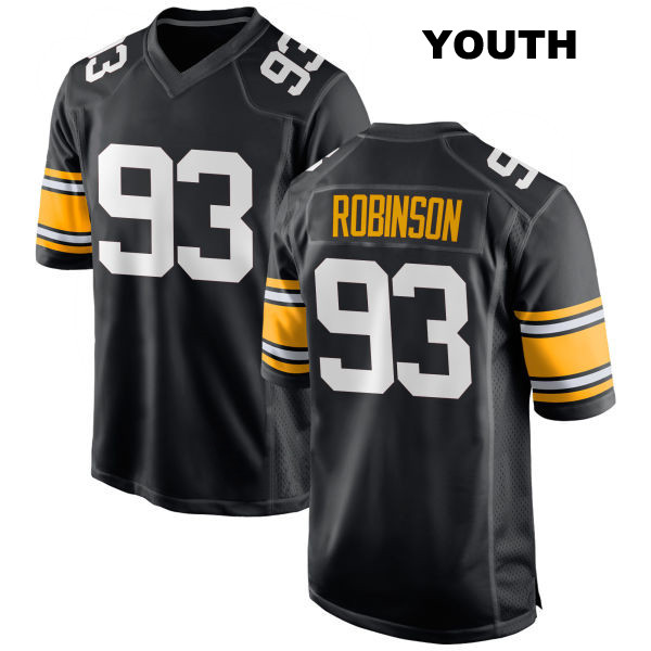 Mark Robinson Stitched Pittsburgh Steelers Youth Home Number 93 Black Game Football Jersey