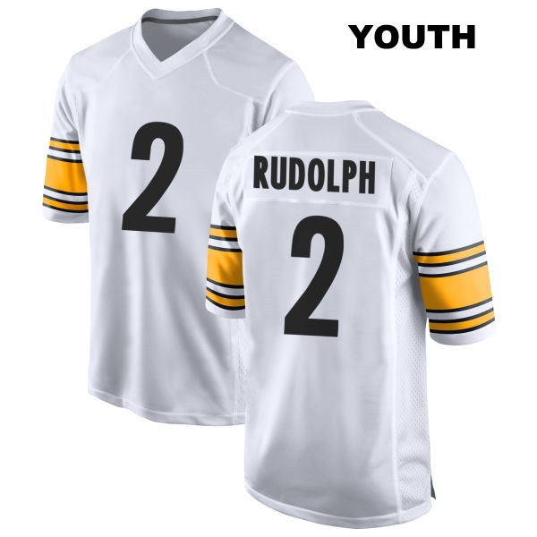 Mason Rudolph Away Pittsburgh Steelers Youth Stitched Number 2 White Game Football Jersey