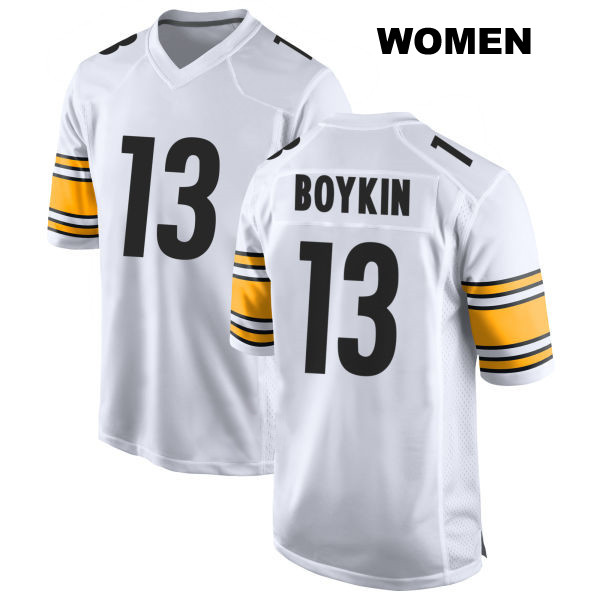 Stitched Miles Boykin Pittsburgh Steelers Away Womens Number 13 White Game Football Jersey