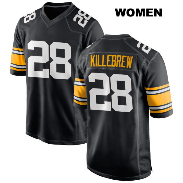 Stitched Miles Killebrew Pittsburgh Steelers Womens Home Number 28 Black Game Football Jersey