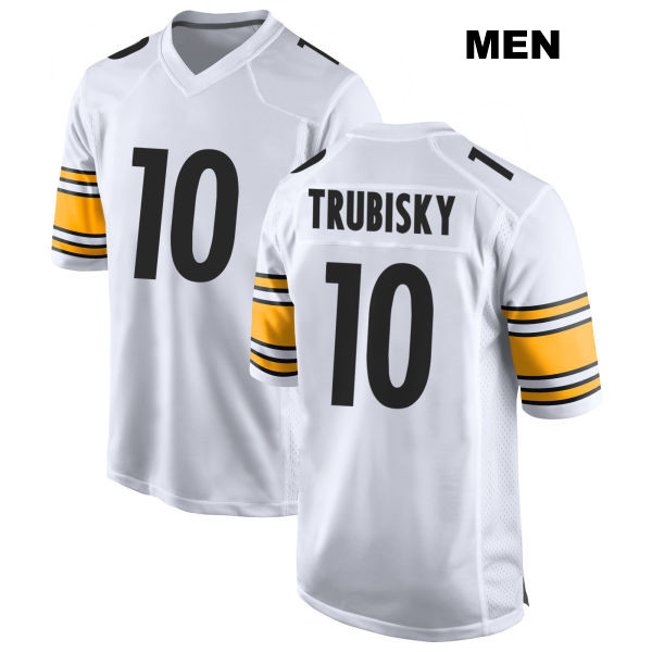 Stitched Mitch Trubisky Pittsburgh Steelers Mens Number 10 Away White Game Football Jersey