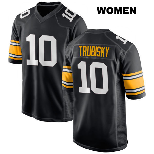Mitch Trubisky Stitched Pittsburgh Steelers Home Womens Number 10 Black Game Football Jersey