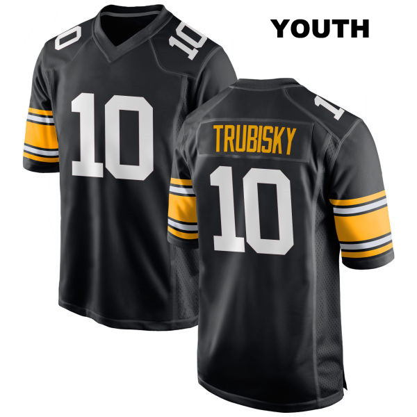 Mitch Trubisky Stitched Pittsburgh Steelers Youth Number 10 Home Black Game Football Jersey