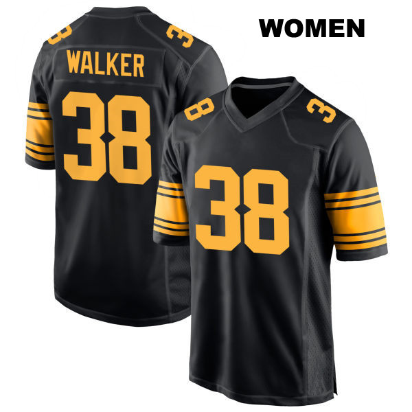 Alternate Mykal Walker Pittsburgh Steelers Stitched Womens Number 38 Black Game Football Jersey