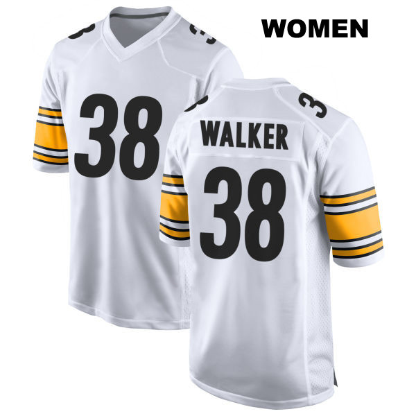 Mykal Walker Pittsburgh Steelers Away Womens Stitched Number 38 White Game Football Jersey