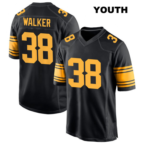 Mykal Walker Pittsburgh Steelers Stitched Youth Alternate Number 38 Black Game Football Jersey
