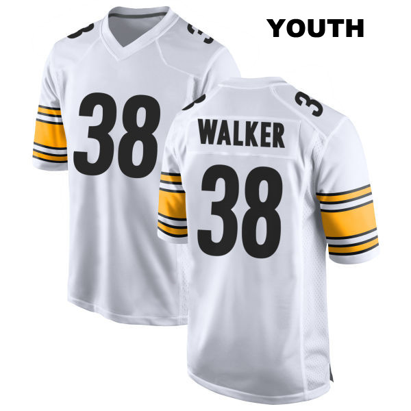 Stitched Mykal Walker Pittsburgh Steelers Youth Away Number 38 White Game Football Jersey