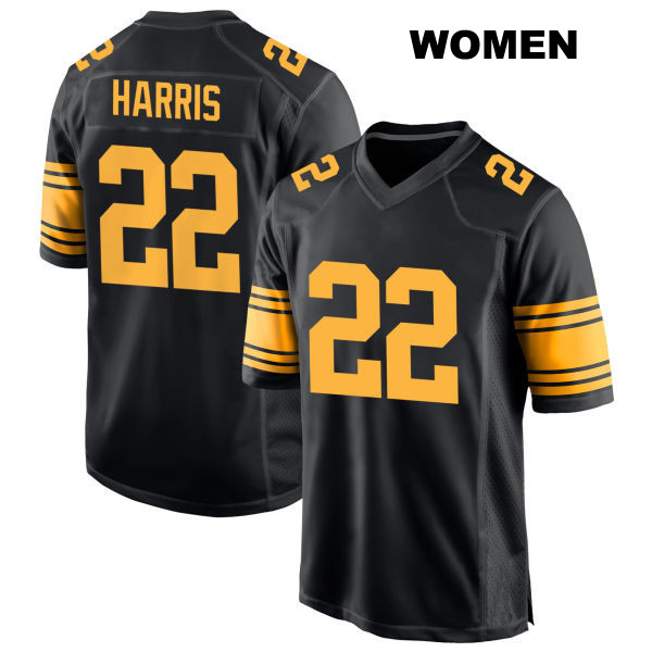 Stitched Najee Harris Alternate Pittsburgh Steelers Womens Number 22 Black Game Football Jersey