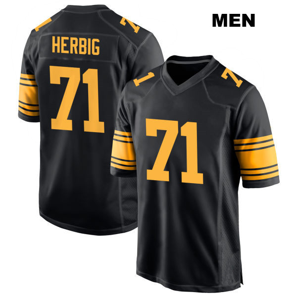 Nate Herbig Stitched Pittsburgh Steelers Mens Alternate Number 71 Black Game Football Jersey