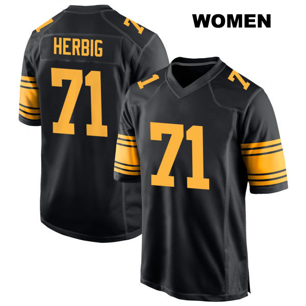 Nate Herbig Pittsburgh Steelers Womens Alternate Number 71 Stitched Black Game Football Jersey