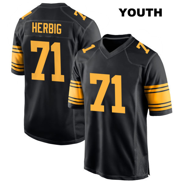 Nate Herbig Pittsburgh Steelers Alternate Youth Number 71 Stitched Black Game Football Jersey