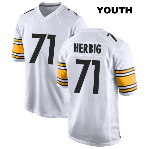 Stitched Nate Herbig Pittsburgh Steelers Youth Away Number 71 White Game Football Jersey