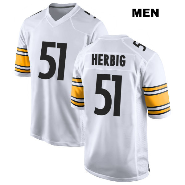 Nick Herbig Pittsburgh Steelers Mens Away Number 51 Stitched White Game Football Jersey