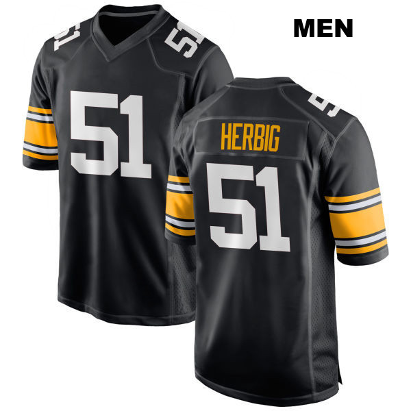 Nick Herbig Stitched Pittsburgh Steelers Mens Home Number 51 Black Game Football Jersey