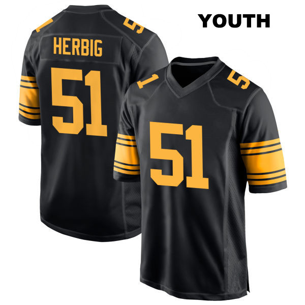 Nick Herbig Pittsburgh Steelers Alternate Youth Number 51 Stitched Black Game Football Jersey