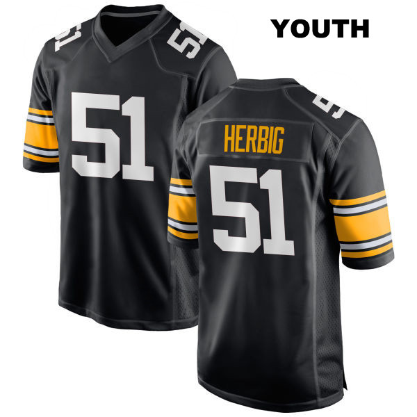 Nick Herbig Home Pittsburgh Steelers Stitched Youth Number 51 Black Game Football Jersey