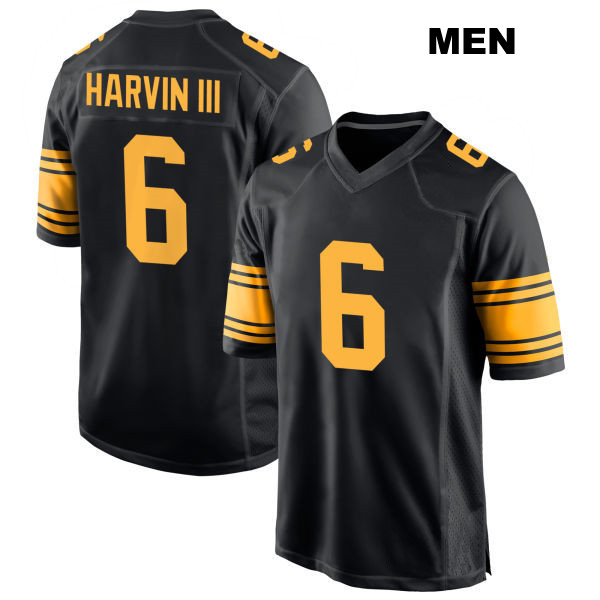 Pressley Harvin III Stitched Pittsburgh Steelers Mens Number 6 Alternate Black Game Football Jersey