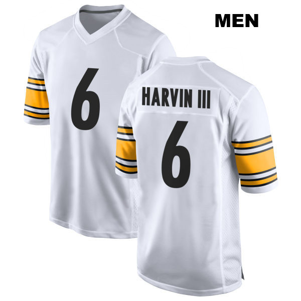 Pressley Harvin III Away Pittsburgh Steelers Mens Number 6 Stitched White Game Football Jersey