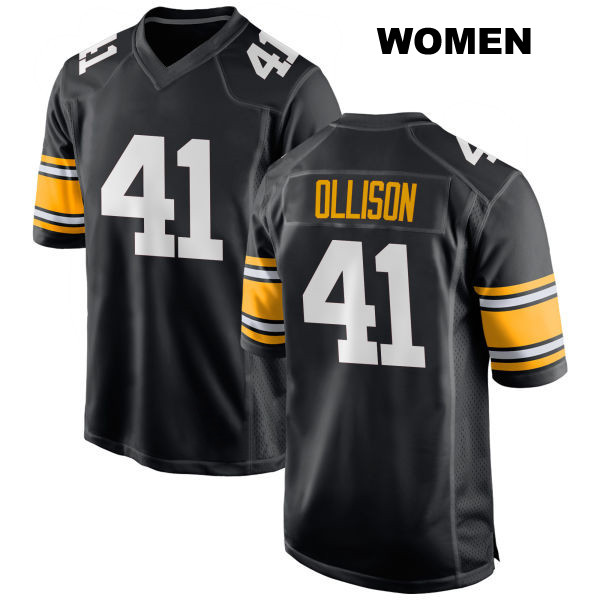 Qadree Ollison Pittsburgh Steelers Womens Stitched Number 41 Home Black Game Football Jersey