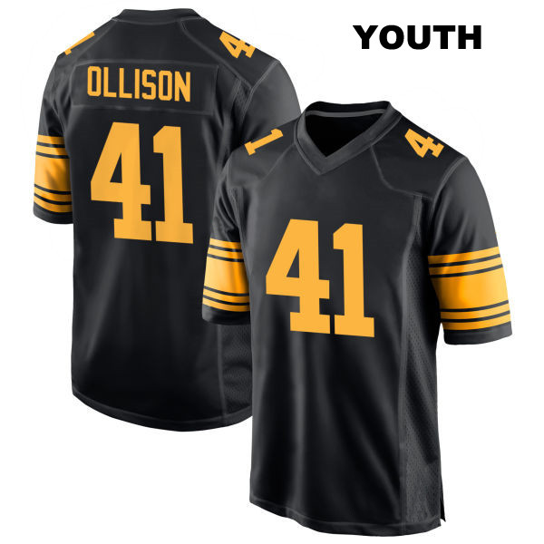 Qadree Ollison Stitched Pittsburgh Steelers Alternate Youth Number 41 Black Game Football Jersey