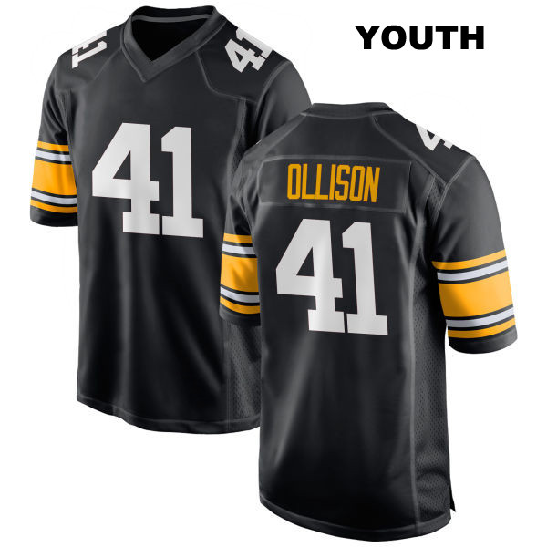 Qadree Ollison Home Pittsburgh Steelers Stitched Youth Number 41 Black Game Football Jersey