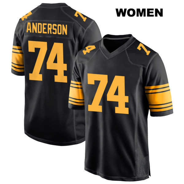 Spencer Anderson Alternate Pittsburgh Steelers Womens Stitched Number 74 Black Game Football Jersey