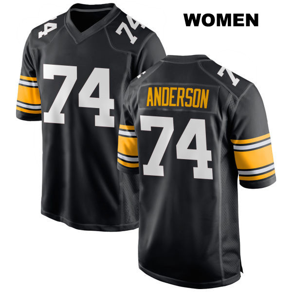 Spencer Anderson Stitched Pittsburgh Steelers Womens Home Number 74 Black Game Football Jersey