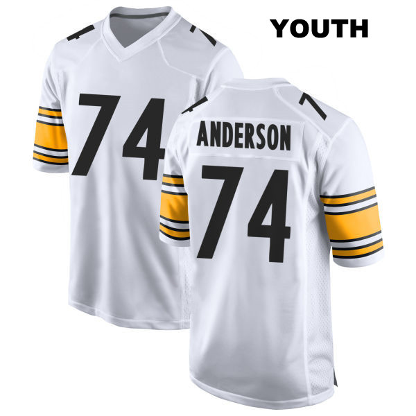 Spencer Anderson Stitched Pittsburgh Steelers Youth Away Number 74 White Game Football Jersey