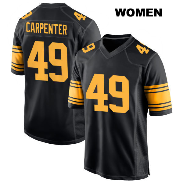 Stitched Tariq Carpenter Alternate Pittsburgh Steelers Womens Number 49 Black Game Football Jersey
